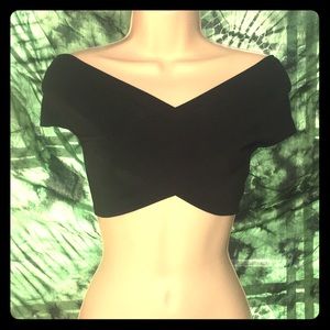 Very sexy black zip up crossed crop top